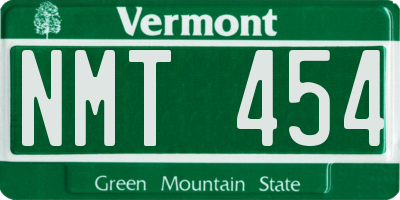 VT license plate NMT454