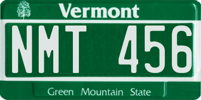 VT license plate NMT456