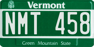 VT license plate NMT458