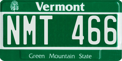 VT license plate NMT466