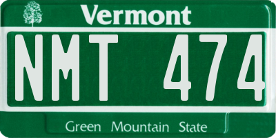 VT license plate NMT474