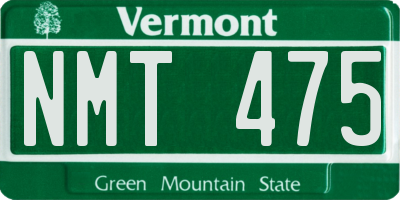 VT license plate NMT475