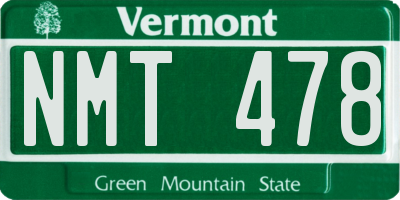 VT license plate NMT478