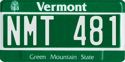 VT license plate NMT481