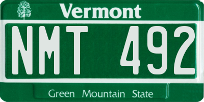 VT license plate NMT492
