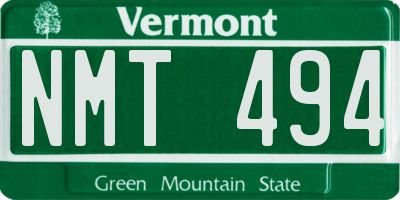 VT license plate NMT494
