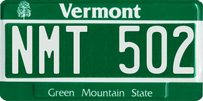 VT license plate NMT502