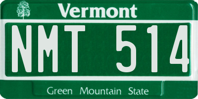 VT license plate NMT514