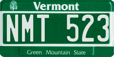 VT license plate NMT523