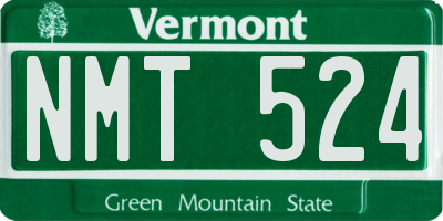VT license plate NMT524