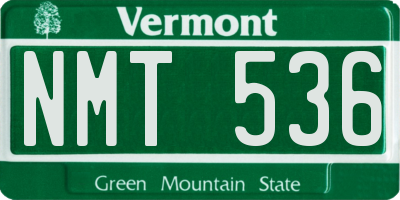 VT license plate NMT536