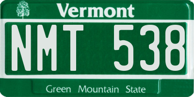 VT license plate NMT538