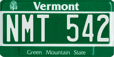 VT license plate NMT542