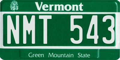VT license plate NMT543