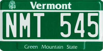VT license plate NMT545