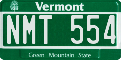 VT license plate NMT554
