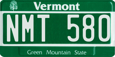 VT license plate NMT580