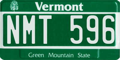 VT license plate NMT596