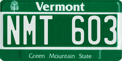 VT license plate NMT603