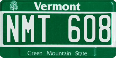 VT license plate NMT608