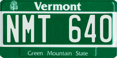VT license plate NMT640