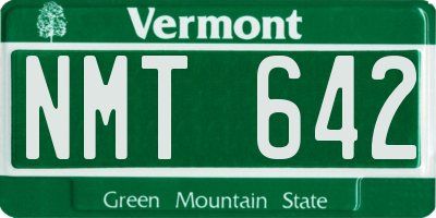 VT license plate NMT642