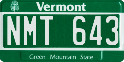 VT license plate NMT643