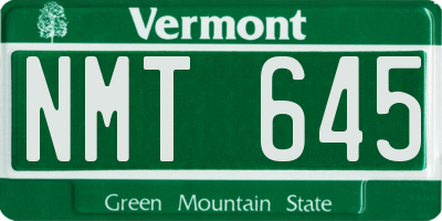 VT license plate NMT645
