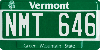 VT license plate NMT646