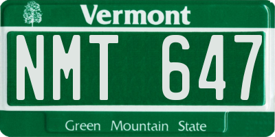 VT license plate NMT647