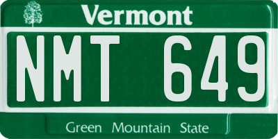 VT license plate NMT649