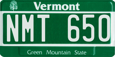 VT license plate NMT650