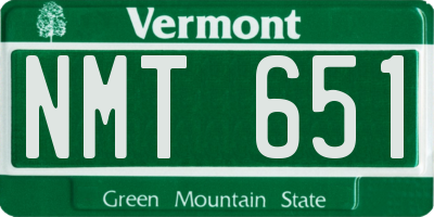 VT license plate NMT651