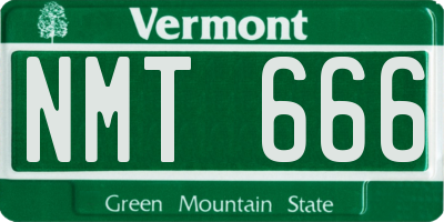 VT license plate NMT666