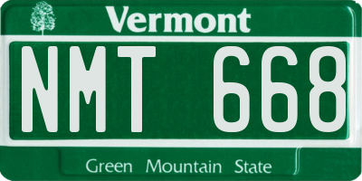 VT license plate NMT668