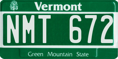 VT license plate NMT672
