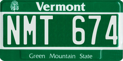 VT license plate NMT674