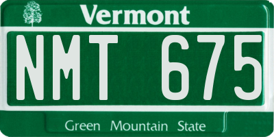 VT license plate NMT675