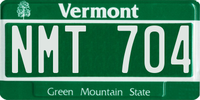 VT license plate NMT704