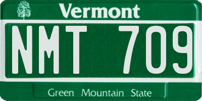VT license plate NMT709