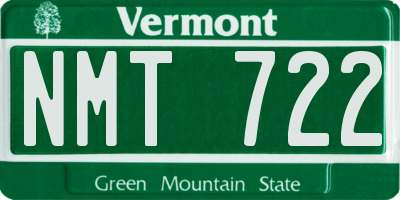 VT license plate NMT722