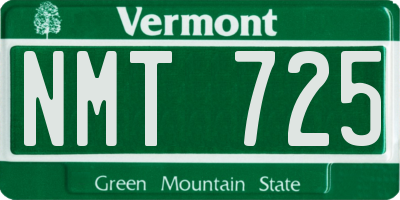 VT license plate NMT725
