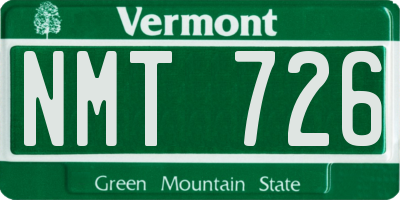 VT license plate NMT726
