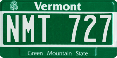 VT license plate NMT727