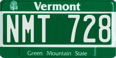 VT license plate NMT728