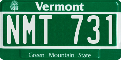 VT license plate NMT731