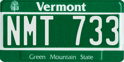 VT license plate NMT733