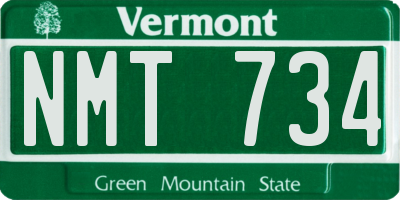 VT license plate NMT734