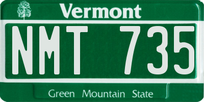 VT license plate NMT735