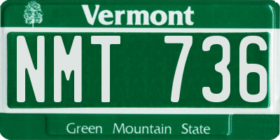 VT license plate NMT736